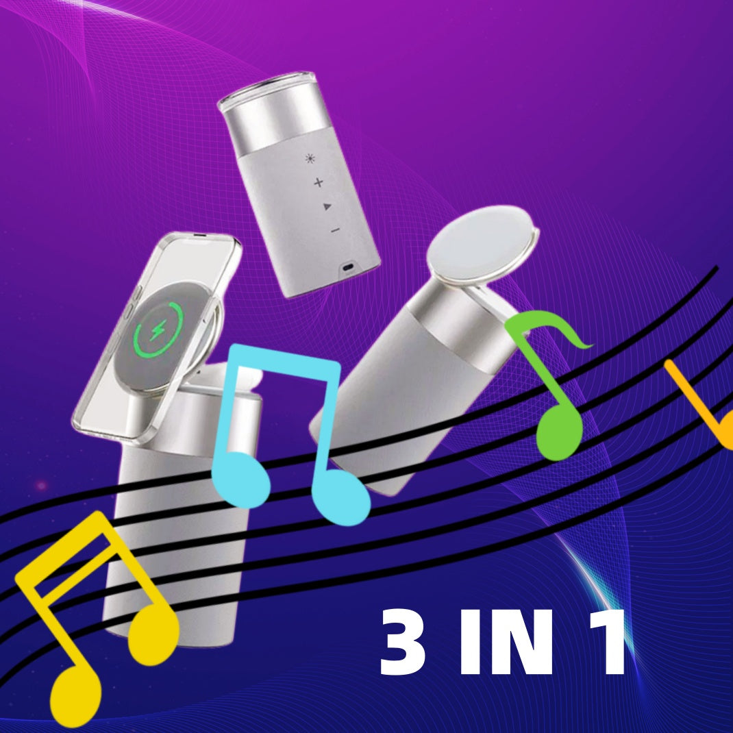 3-in-1 Wireless Charger & Bluetooth Speaker with Touch Lamp