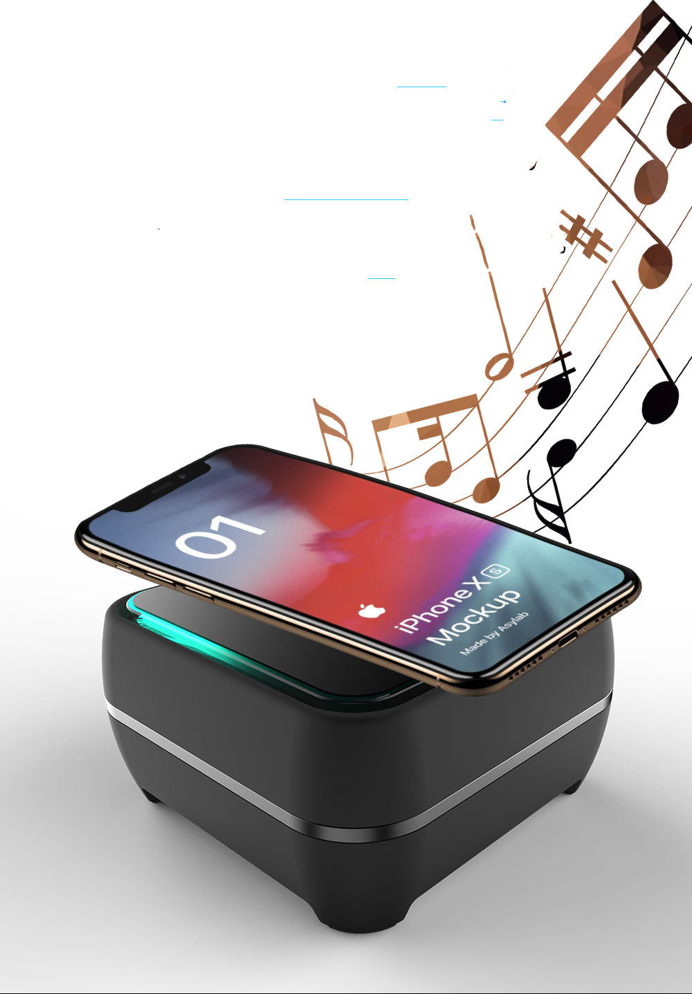 Wireless charging music box player Desktop Wireless charger bracket